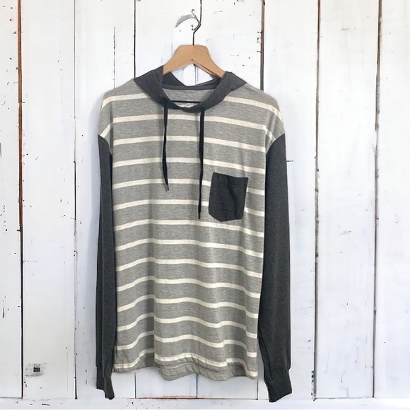 9K Clothing Co. Gray Striped Long Sleeve Hoodie, Men’s Size XL - Picture 7 of 8